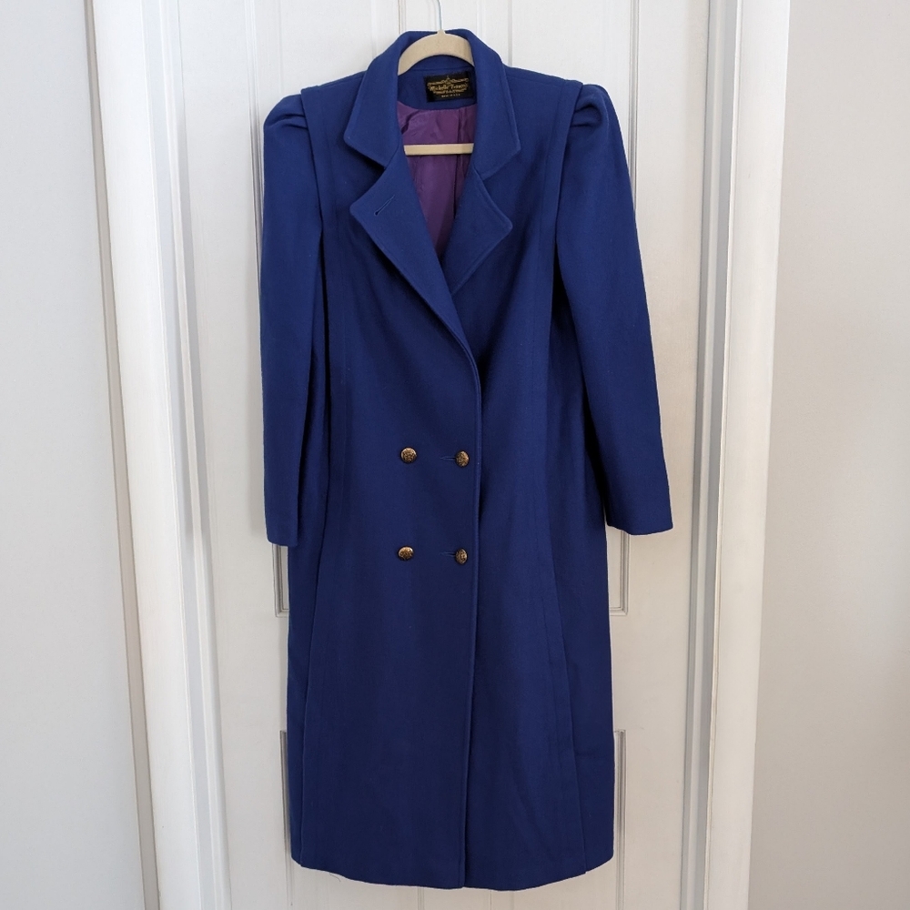 VTG Michelle Francois Wool Blend Trench Coat SIZE 11?‎ Old Money Double Breasted